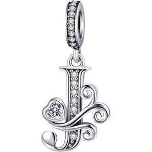 Silver Letter Charm Alphabet Initial Dangle Bead Bracelet Jewelry Gift Women